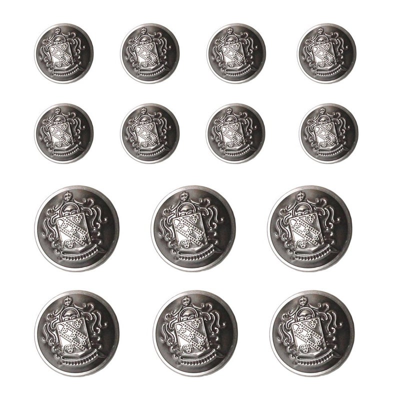 YaHoGa 14 PCS Antique Silver Blazer Buttons Set 20mm (4/5 inch) 15mm (3/5 inch) for Blazers, Suits, Sport Coat, Uniform, Jackets (MB20320) - Image 1
